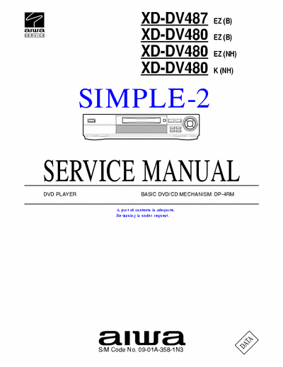 Aiwa Service XD-DV480  XD-487 DVD Player - mech. DP-4RM - pag. 102